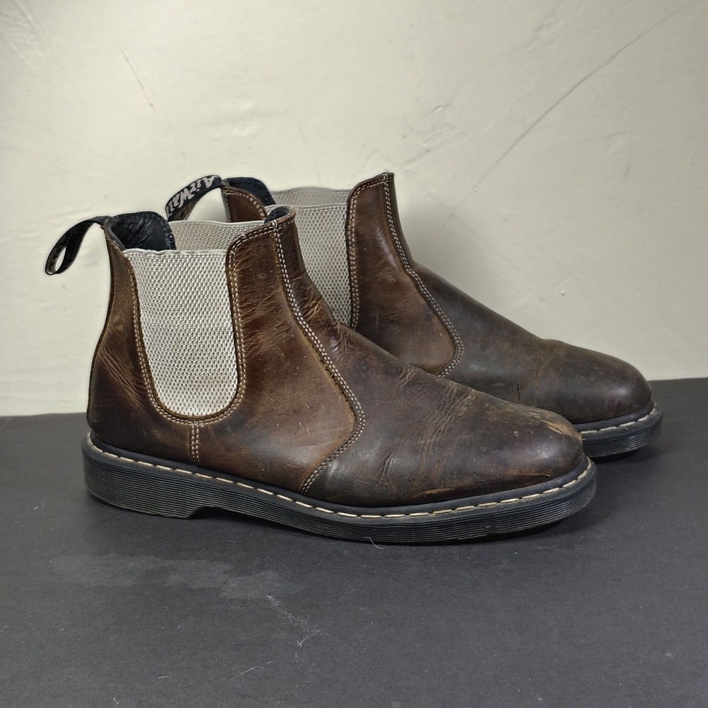 Dr Martens 2976 Chelsea Boots Mens 14 Brown Crazy Horse Leather AirWair Slip On